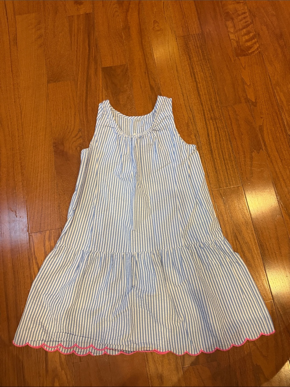 Crewcuts Pink Cardigan with Blue-White Striped Dress - Picture 4 of 8